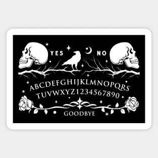 White Ouija Board with Skulls Magnet